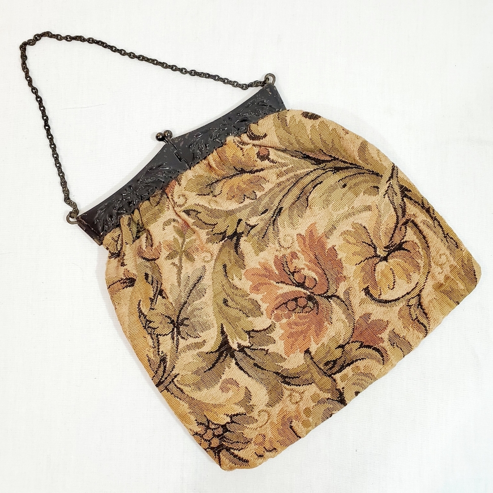 Vintage Tapestry Purse Metal Snap Closure